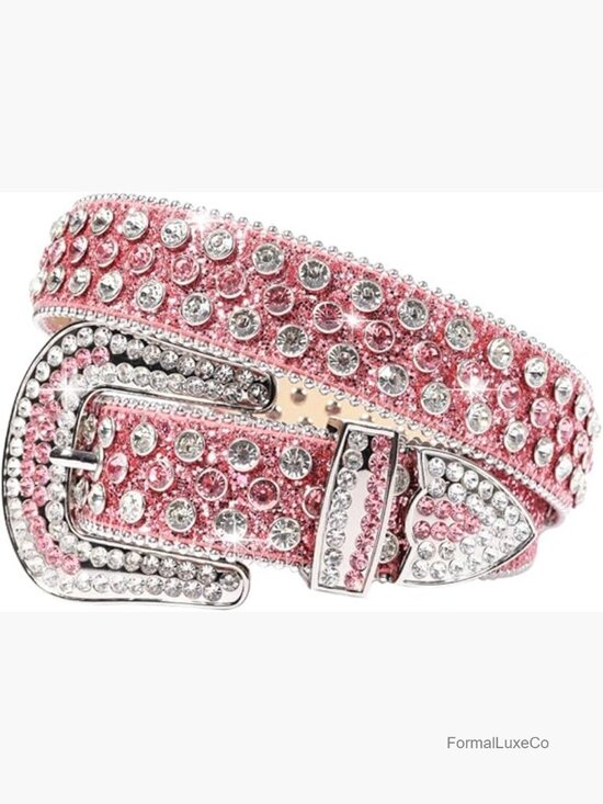 Rhinestone Studded Faux Leather Belt - Y2K Western Punk main image 7
